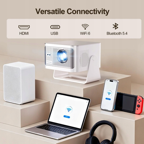 Προβολέας HY350MAX Full HD/4K, τηλεόραση Android LED με WiFi 6 HDR10 και ηχείο WiFi